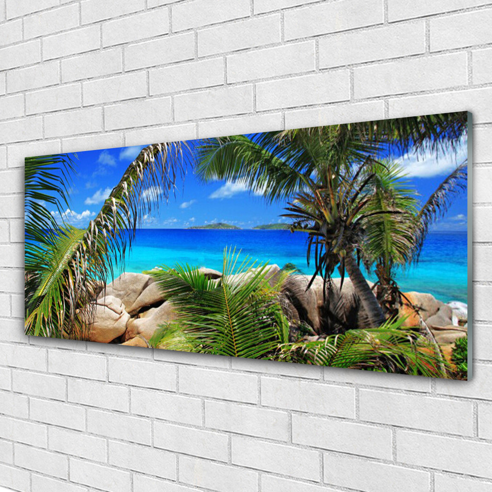 Impression sur verre acrylique nature roche 125x50 pour chambre zen