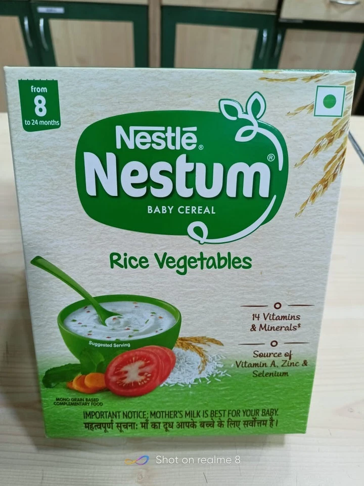 3*NESTUM Baby Cereal–De 8 a 12 meses, arroz vegetal, 300 gr validade 30-07-2026 f/s - Imagem 3 de 4