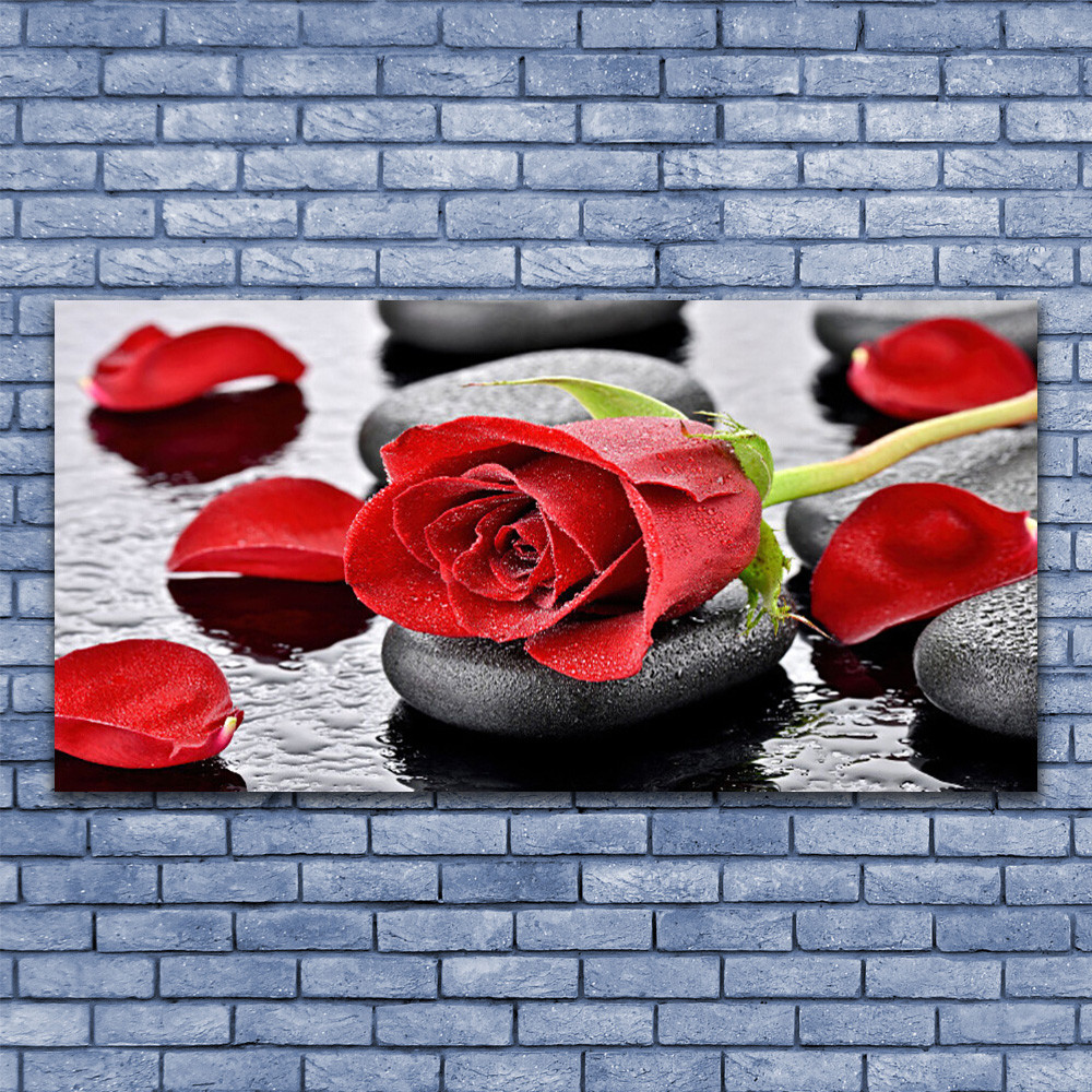 Tableau sous verre floral rose pour salon zen 140x70