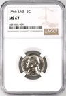1966 SMS Jefferson Nickel certified MS 67 by NGC!