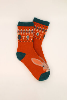 PUDER DESIGN DAMEN STRICK SOCKEN SÜSSE HASE + GESCHENKTÜTE SOC549