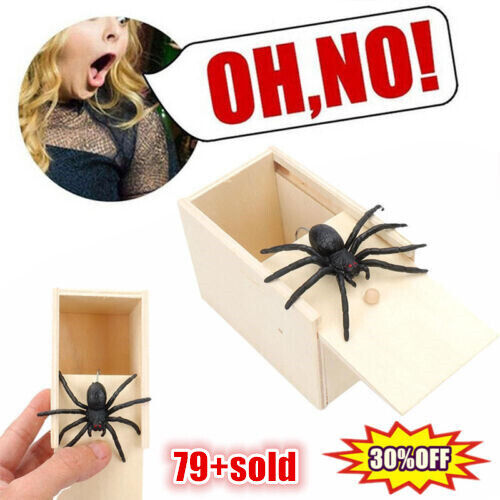 Wooden Prank Spider Scare Box Hidden in Case Trick Play Joke Scarebox Gag Toy - Picture 1 of 11