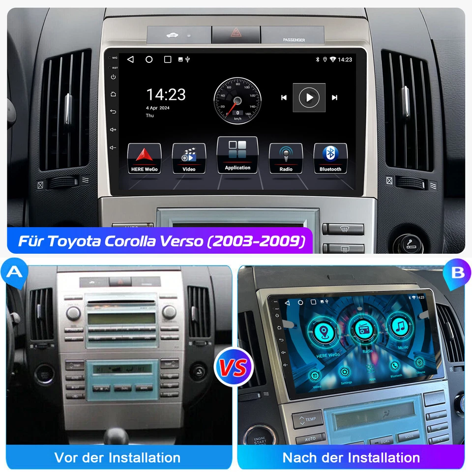 Für Toyota Corolla Verso 2003-2009 Android 13 64G Carplay DAB+ Autoradio GPS Cam - Bild 4 von 4