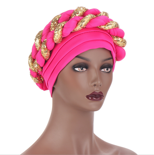 New Braid Turban Head Wrap African Women Cap Hijab Bonnet Hat Auto Gele Headtie - Picture 36 of 282