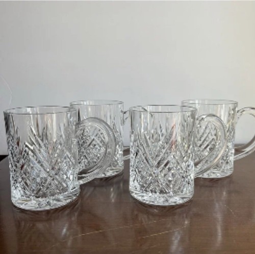 CRISTAL D'ARQUES-DURAND Mallory Pattern Glass Coffee Mugs Cups Set of 4 - Picture 2 of 10
