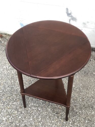 Vintage Bombay Company Triple Drop-Leaf Wooden Table Triangle or Round Display - Picture 12 of 16