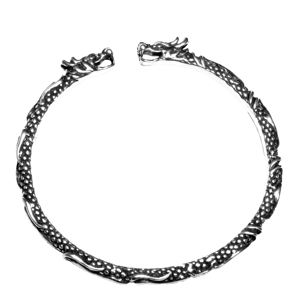 925 Silber Drachen Armreif Gr.M Armspange Kelten Wikinger Drachenarmreif Damen - Bild 2 von 4