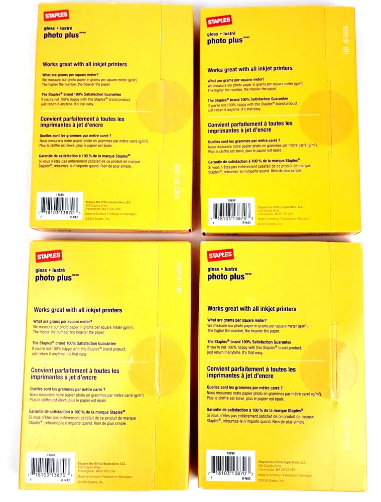 Photo Printer Paper 4x6 Glossy 240 Sheets (60 per pack) Photo Plus Gloss STAPLES