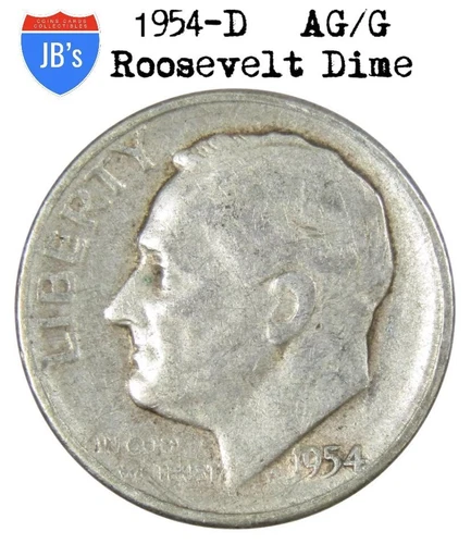 1954 D Roosevelt Dime 90% SILVER About Good/Good or Better (AG/G) *JB's Coins*