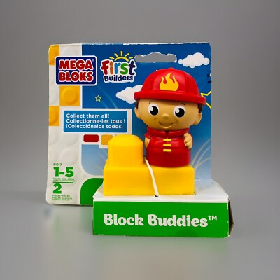 NOS Mega Bloks First Builders Block Buddies Rescue Fireman With Block 2pc 2013