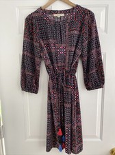 LOFT Women's Navy Blue w/ Geometric Print 3/4 Sleeve Dress - Size S - EUC!