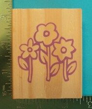 THREE LONG STEMMED FLOWERS Rubber Stamp Summer Garden