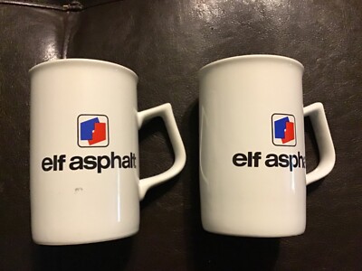Elf Asphalt Advertising Coffee Cup Mug, Two Count, Very Rare