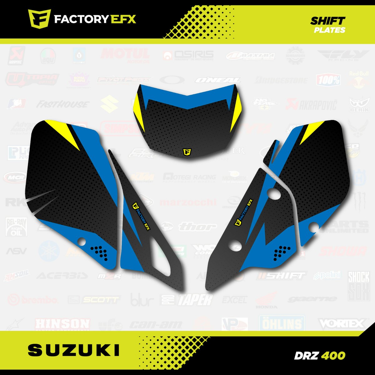 Blue Yellow Shift Graphics Kit fits Suzuki DRZ400SM Drz400s drz400