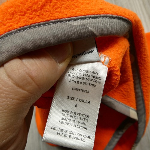 Harley Davidson Fleece Jacket Youth Size 6 Blaze Orange Hi Vis 1/4 Zip Sweater - Picture 8 of 8