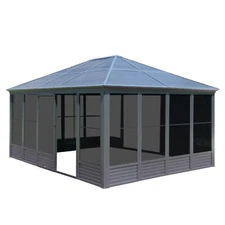 Domi 16.5x13FT Sunroom,All-Season Solarium w/Movable PE Screen,Sliding Door