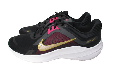 Nike Quest 5 Running Shoes Black Gold Pink  Mens Sz 10.5 Womens Sz 12