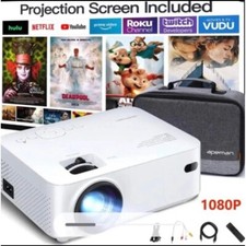 APEMAN Mini Projector 1080P LCD Display 200'' Portable Video Projector, Screen I