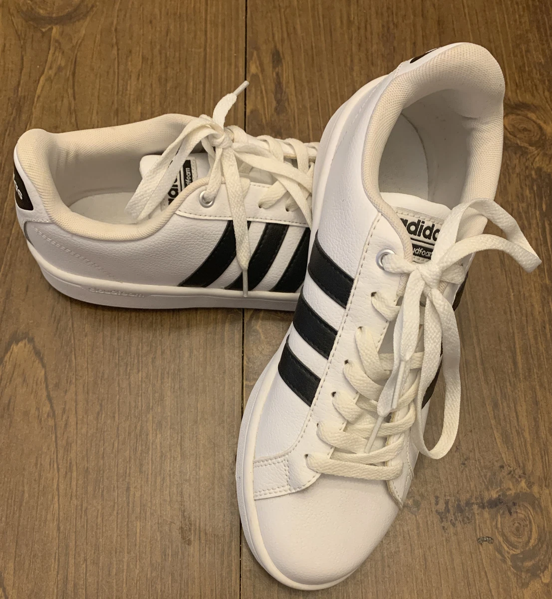 Adidas Womens White Rose Gold Cloudfoam Advantage Stripe Sneakers Sz 7.5 |  eBay