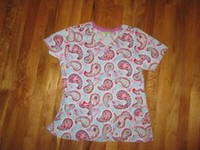 Ladies Vera Bradley Blue Red Purple Paisley Scrubs Top Size Small