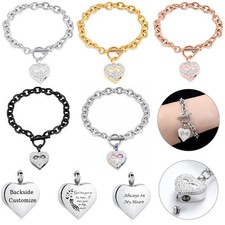 Stainless Steel Infinity Love Heart Urn Locket Cremation Jewelry Ashes Bracelets