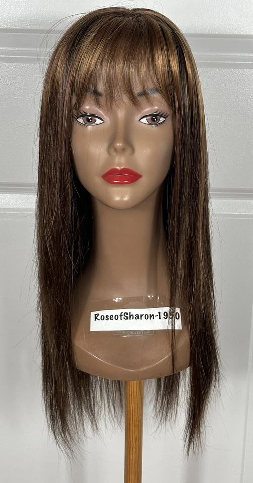 "Peluca sintética Beverly Johnson 24"" larga flequillo marrón dorado castaño rojizo excelente estado A-1" Foto 2 de 4