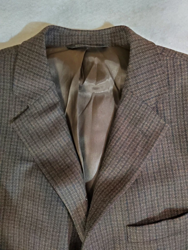 Abrigo deportivo Joseph & Feiss Signature marrón a cuadros 100 % lana de cordero para hombre talla 42 corto Foto 3 de 4