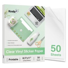 Koala Clear Sticker Paper for Inkjet Printer - Waterproof Clear Printable Vin...