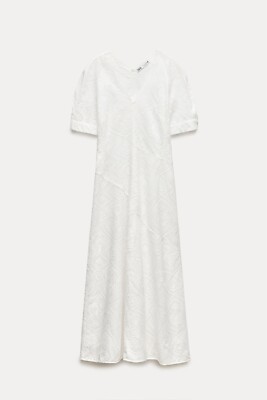 ZARA WOMEN EMBROIDERED EYELET DRESS ZW COLLECTION WHITE SZ S | 2922/274 |  eBay