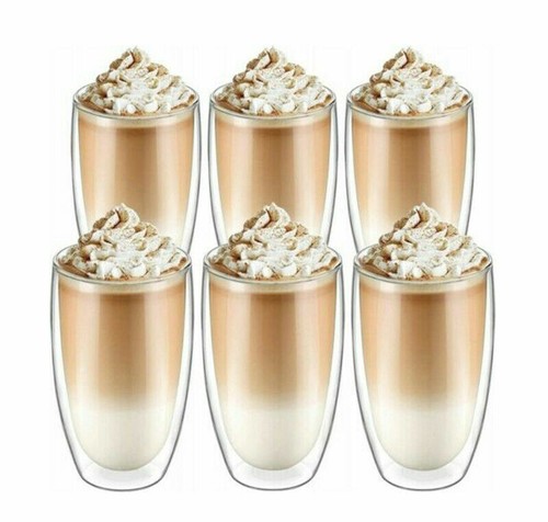 6X450ML DOPPELWANDIGE THERMO GLÄSER LATTE MACCHIATO COCKTAIL KAFFEE TEE BECHER