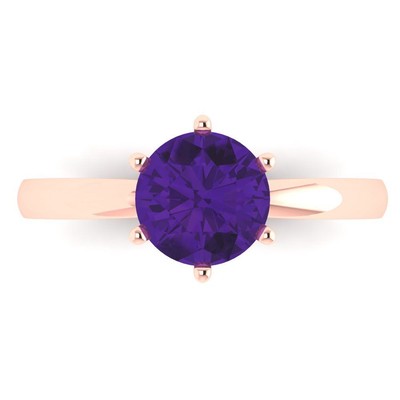 1.5 tcw Round Promise Engagement Ring, 14K Rose Gold Natural Gemstone