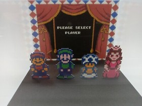 Super Mario Bros 2 NES Nintendo Player Selection Screen Shadow Box Diorama Cube