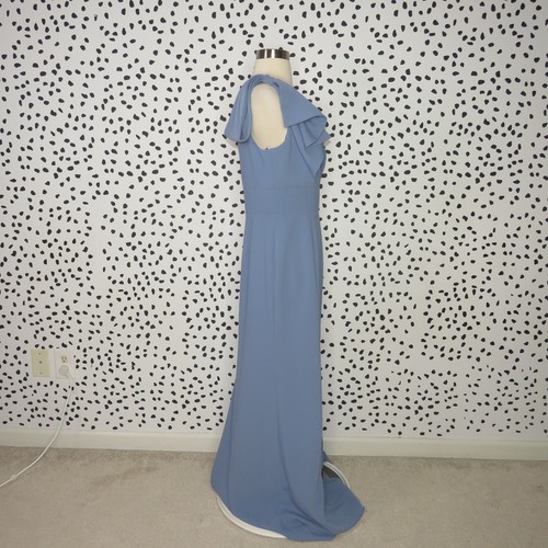 After Six Solid Larkspur Blue Bow One Shoulder Trumpet Gown Womens Sz 10 - Picture 7 of 11