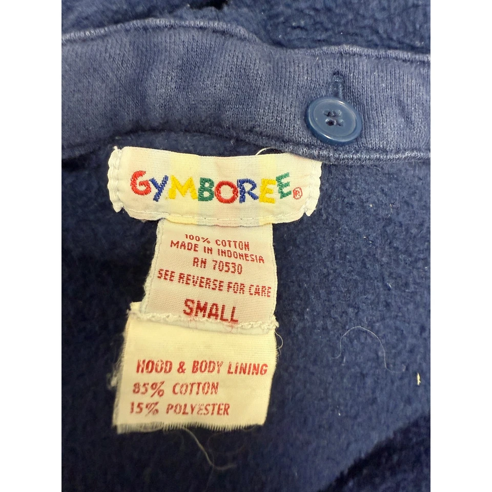 De Colección Años 90 Gymboree Niños Talla Pequeña Chaqueta denium Abrigo Botón de Palanca Capucha Extraíble Foto 3 de 4