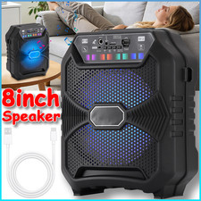 Portable 8" Bluetooth Party Speaker Subwoofer Heavy Bass Sound System USB w/ Mic