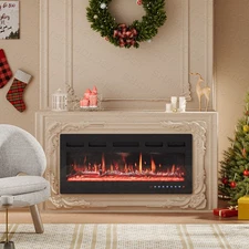 40" Electric Fireplace Heater Recessed Ultra Thin Wall Mounted Multicolor Flame