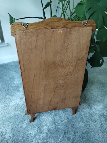 Vtg Wooden Curio Cabinet Curved Glass Door Half Round Hanging Table Top 22 x 12 - Picture 11 of 14