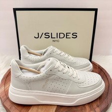 J/Slides NYC Fiona White off Luxe Leather Platform Sneakers Size 8.5 NEW Box