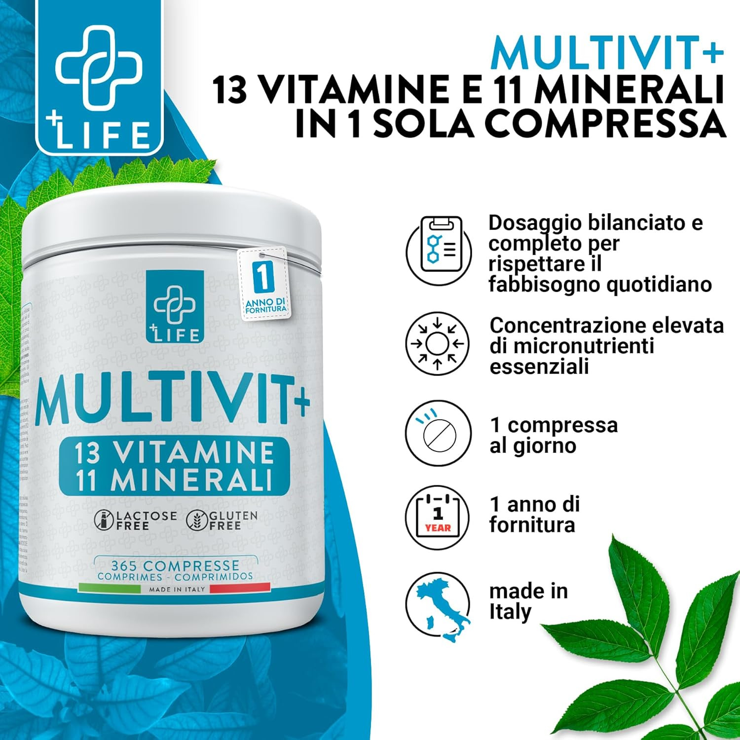 Multivitaminico Completo Con Minerali Piùlife 365 Compresse Con 24 Vitamine E Mi - 3