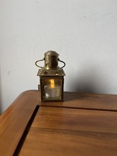 Brass Lantern with Glass Door Star Pattern Tealight Holder Miniature Home Decor