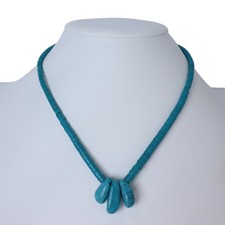 Vintage Native American Santo Domingo Sleeping Beaty Turquoise Heishi Necklace