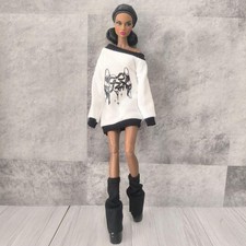 Doll clothes long sweatshirt white x black momokodoll Barbie Jenny