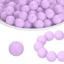 100 Pcs Silicone Beads Bulk, Purple 15mm Silicone Round Focal Loose Beads