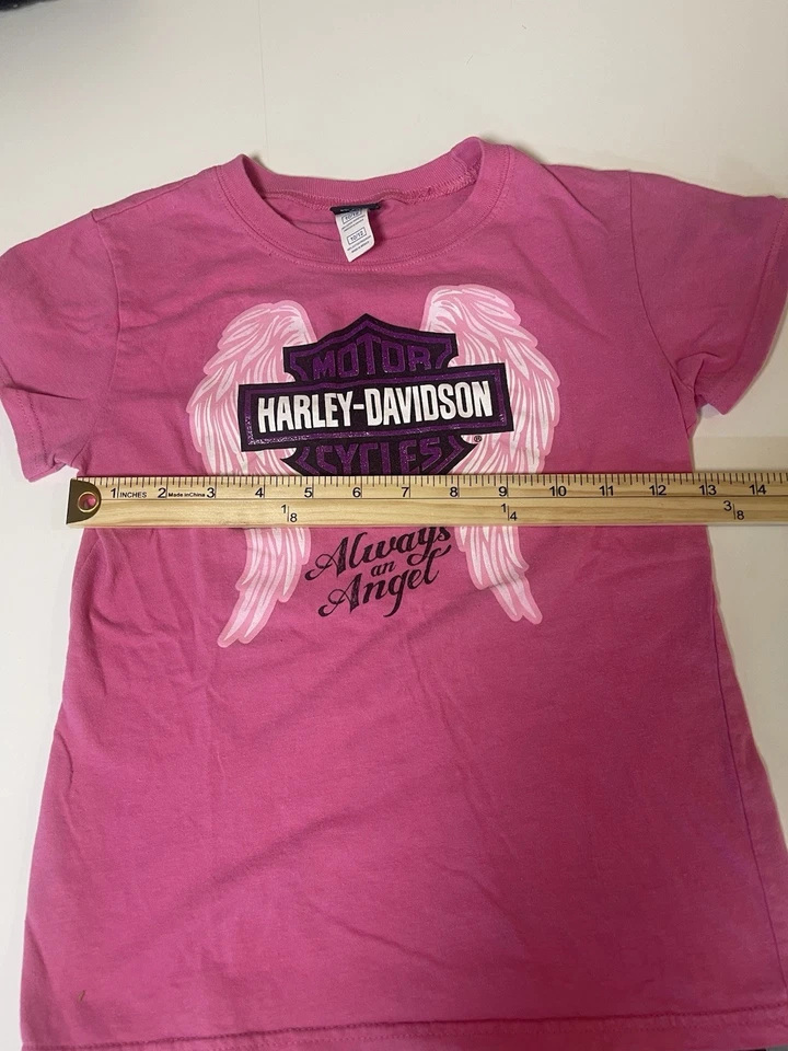 Girls Harley Davidson T Shirt Pink And Black Size 10/12 - Image 4 of 4