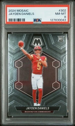 2024 PANINI MOSAIC #302 JAYDEN DANIELS PSA 8