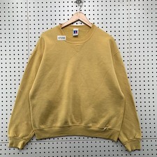 Vintage 90s Russell Athletic Sweatshirt Mens Large Mustard Yellow Fleece USA