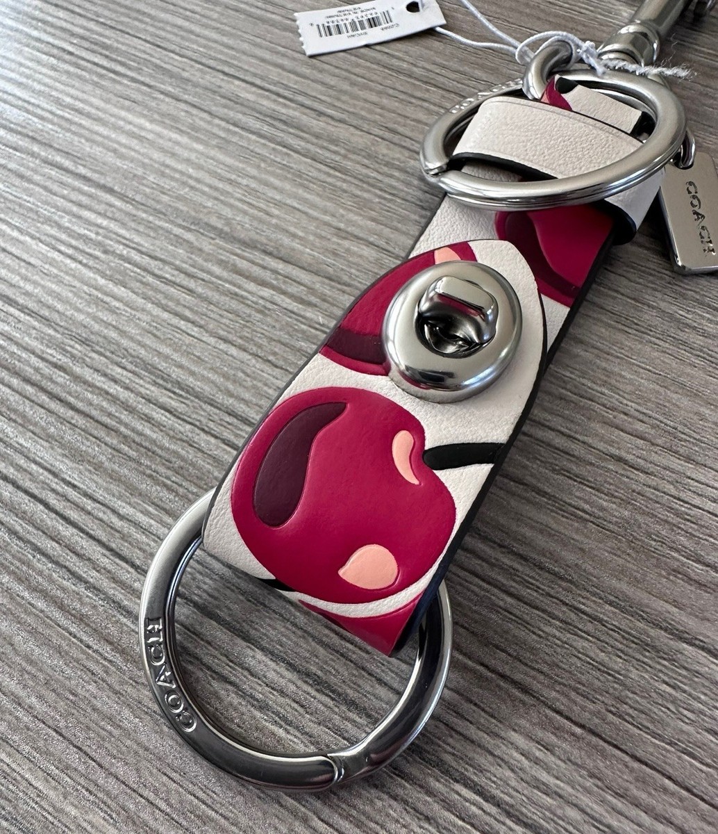 NWT Coach Trigger Snap Bag Charm W/ Cherry Print Valet Key Fob