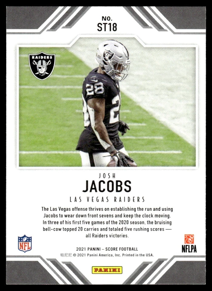2021 Score Team Josh Jacobs Las Vegas Raiders #ST18 - Image 2 of 2