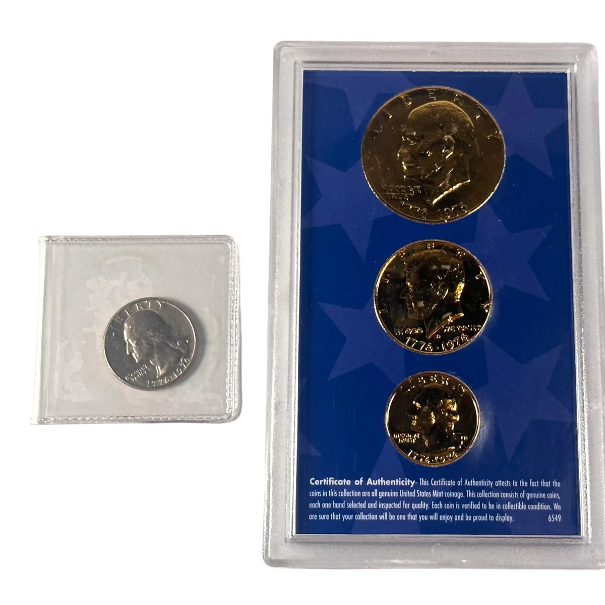 24kt Gold Layered Bicentennial 3 pc Coin Set + Colorized