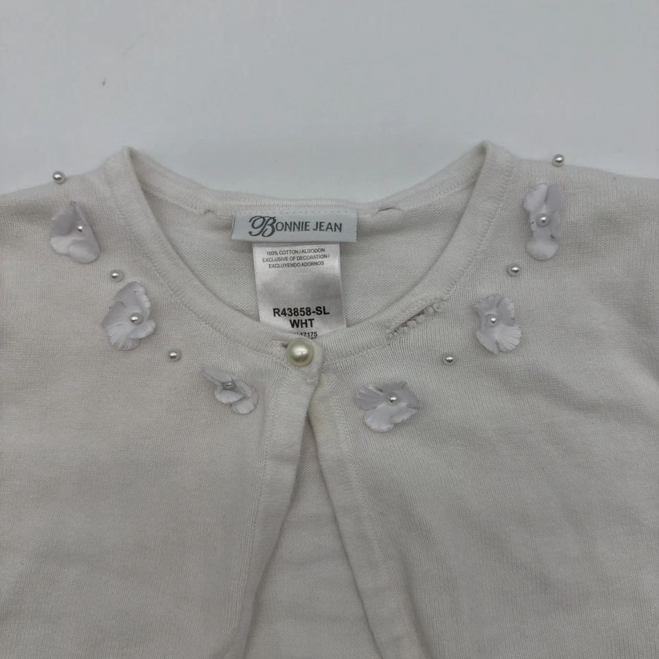 Cárdigan Bonnie Jeans para niñas pequeñas M blanco 100 % algodón. #37660 Foto 2 de 4